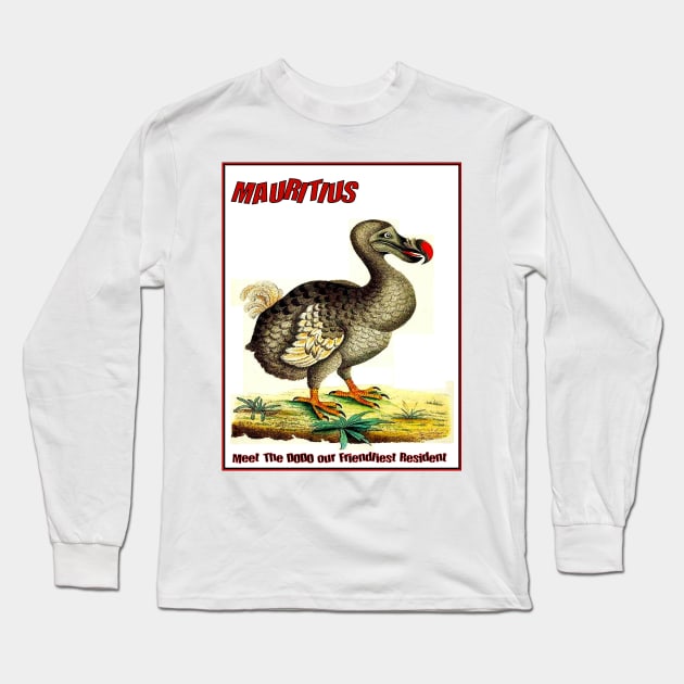 Mauritius Islands Extinct Dodo Tourism Print Long Sleeve T-Shirt by posterbobs